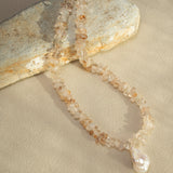 Rutilated Quartz & Baroque Pearl Necklace