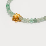 Serene Heart – Green Strawberry Quartz & Lotus Bracelet