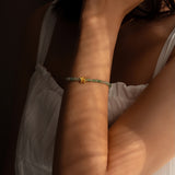 Serene Heart – Green Strawberry Quartz & Lotus Bracelet