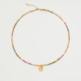 Tourmaline – Lotus Charm Necklace