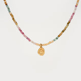 Tourmaline – Lotus Charm Necklace